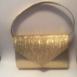 SOLD  Sasha Gold Evening Bag W/Shoulder Strap  NWT